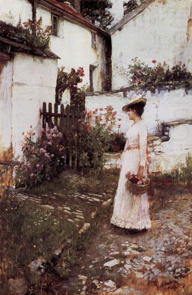 John William Waterhouse Gathering Flowers in a Devonshire Garden china oil painting image